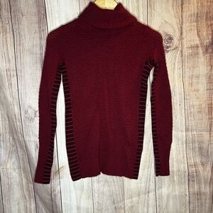 Athleta XXS Marina Merino Wool Chianti Red Knit Turtleneck Sweater XXS